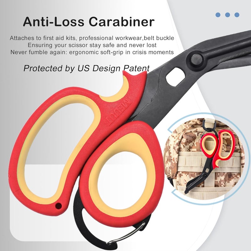 MEUUT 2 Pack Medical Scissors Trauma Shears with Carabiner design for left and right hand, 7.5" Fluoride Coated Non-stick Blades Bandage Scissor for Nurses, EMT, Household, outdoors - Image 5